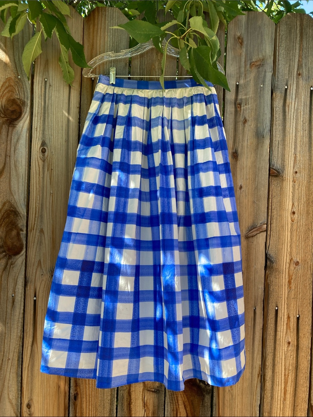 Zara ZW Collection Checkered Plaid Pleated Lined Skirt 100% Cotton